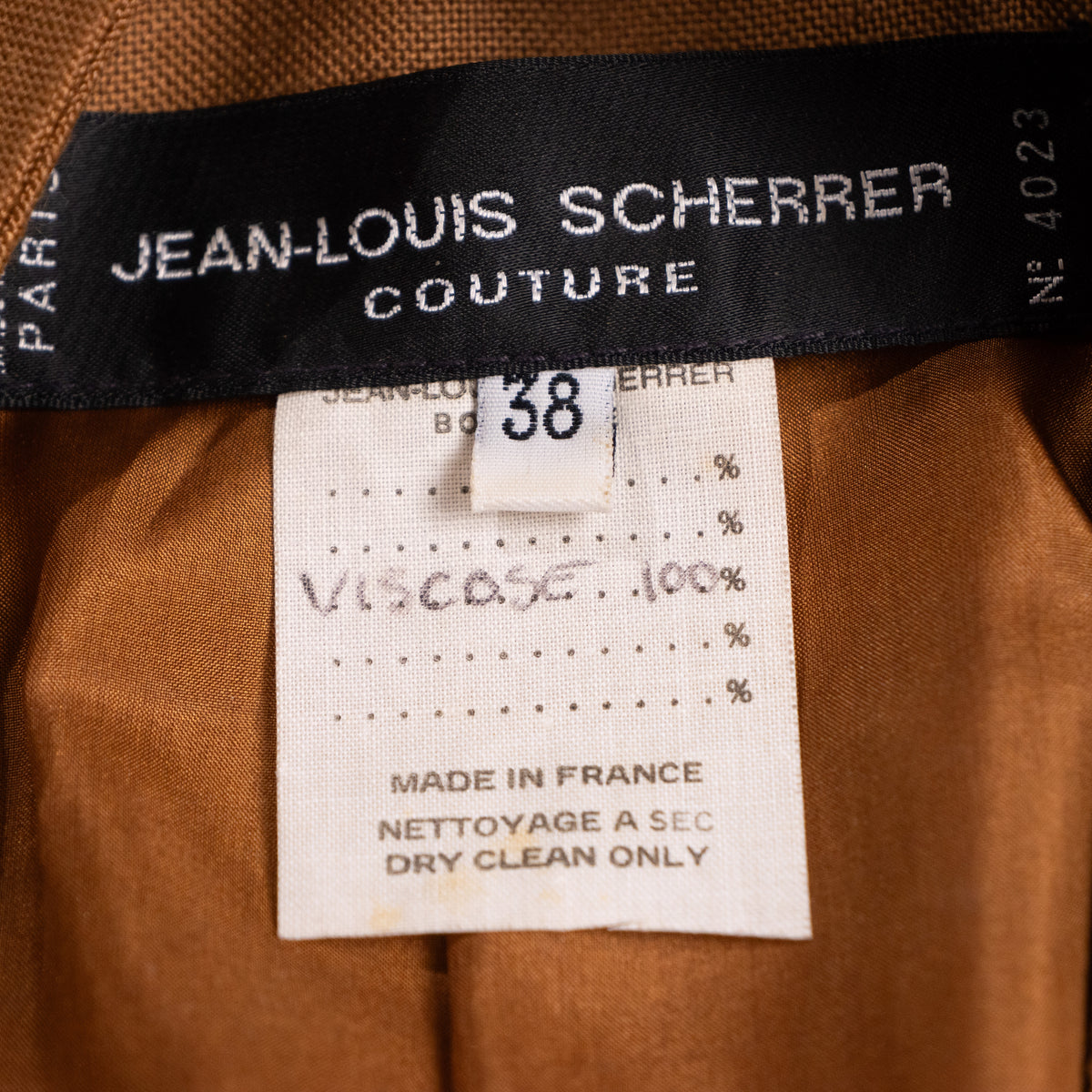 Archival Jean-Louis Scherrer Couture Hand-Numbered Viscose Canvas Vest Blazer Mini Dress — Late 1980s Paris XS S