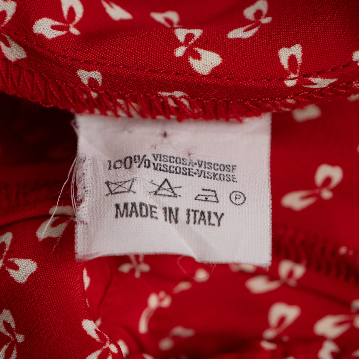 Archival Oliver by Valentino Red Bow Print Viscose Blouse — NOS Deadstock Early 1990s S XS