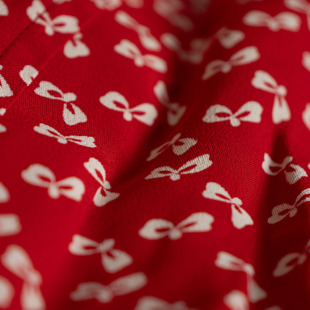 Archival Oliver by Valentino Red Bow Print Viscose Blouse — NOS Deadstock Early 1990s S XS