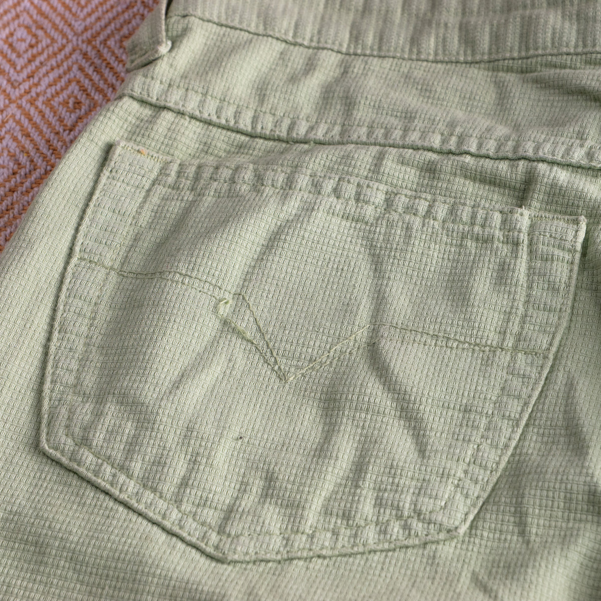 Vintage Versace Jeans Couture Lime Green Trousers | Textured Cotton | 90s Mom Fit | Silver Medusa | Size W30 (Fits EU 38) | High waisted