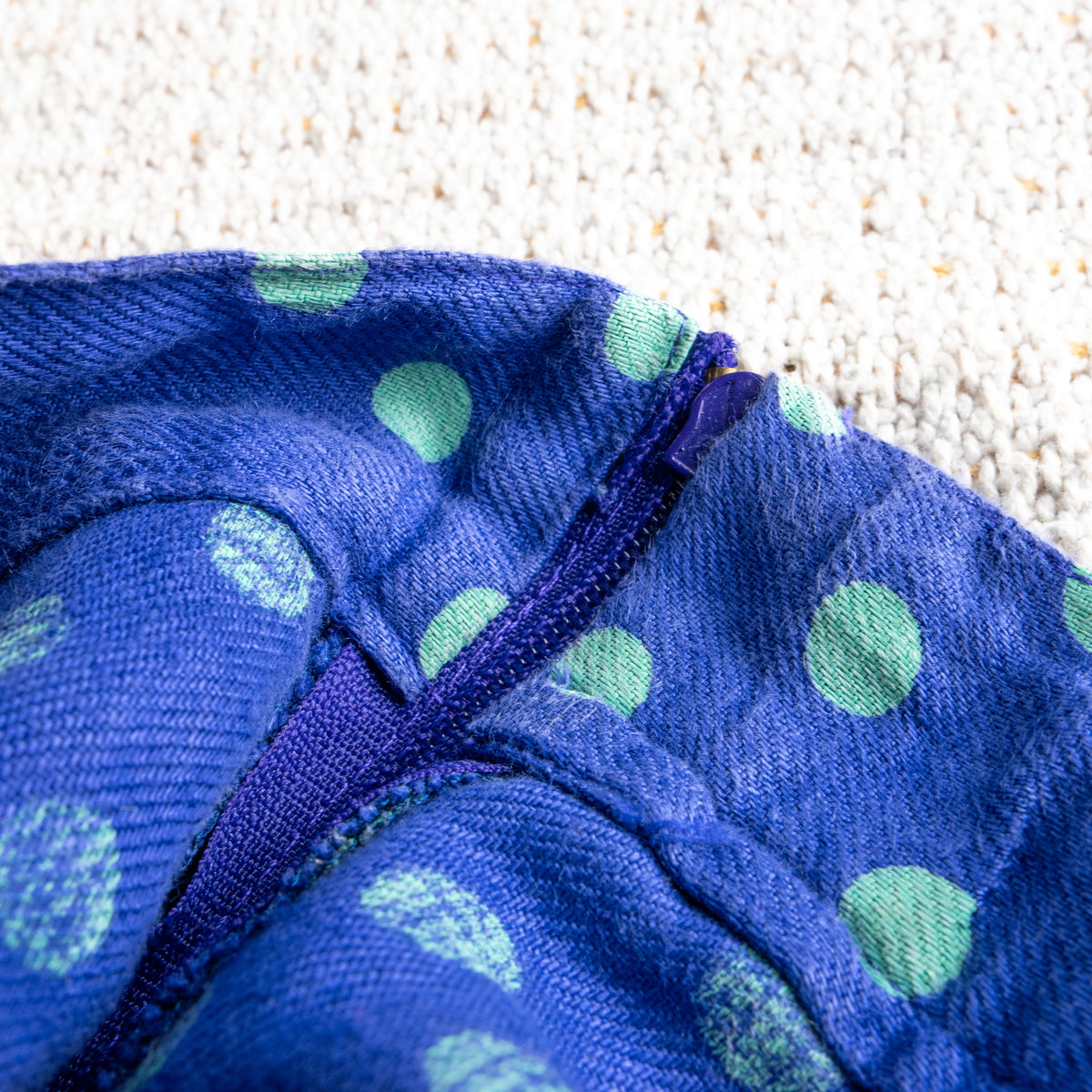 Vintage Versus Versace 90s Linen Skirt | Royal Blue & Green Pattern | Polka Dot Waist | High End Italian Summer | Size IT 44 Fits M / EU 38