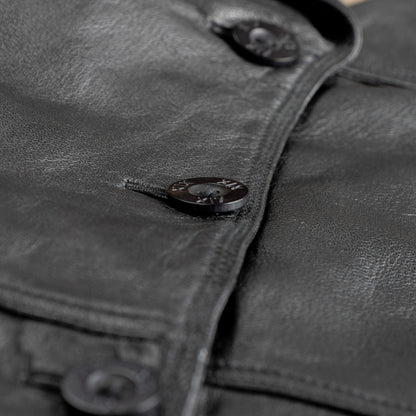 Deadstock Vintage Leather Blazer XX by Mexx 90s Black Leather Jacket Longline Quilted Lining Minimalist Matrix Style Y2K M