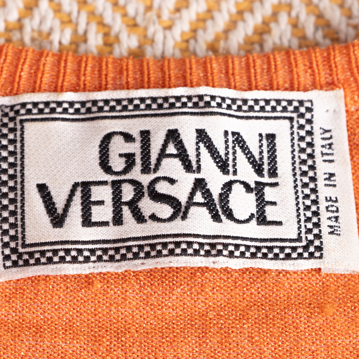 Archival Gianni Versace 3-Piece Knit Set 1990s Cyber Metallic Neon Orange Snake Embossed Leather Trim Futuristic Skirt Suit Gilmar BVM S