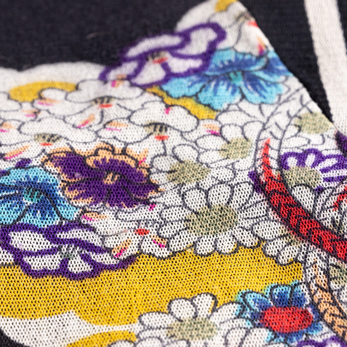 Archival KENZO JEANS 1990s Kimono Trompe l’Œil Floral Mesh Top - Rare Kanji Shibori Stripe Viscose Shirt Italy S