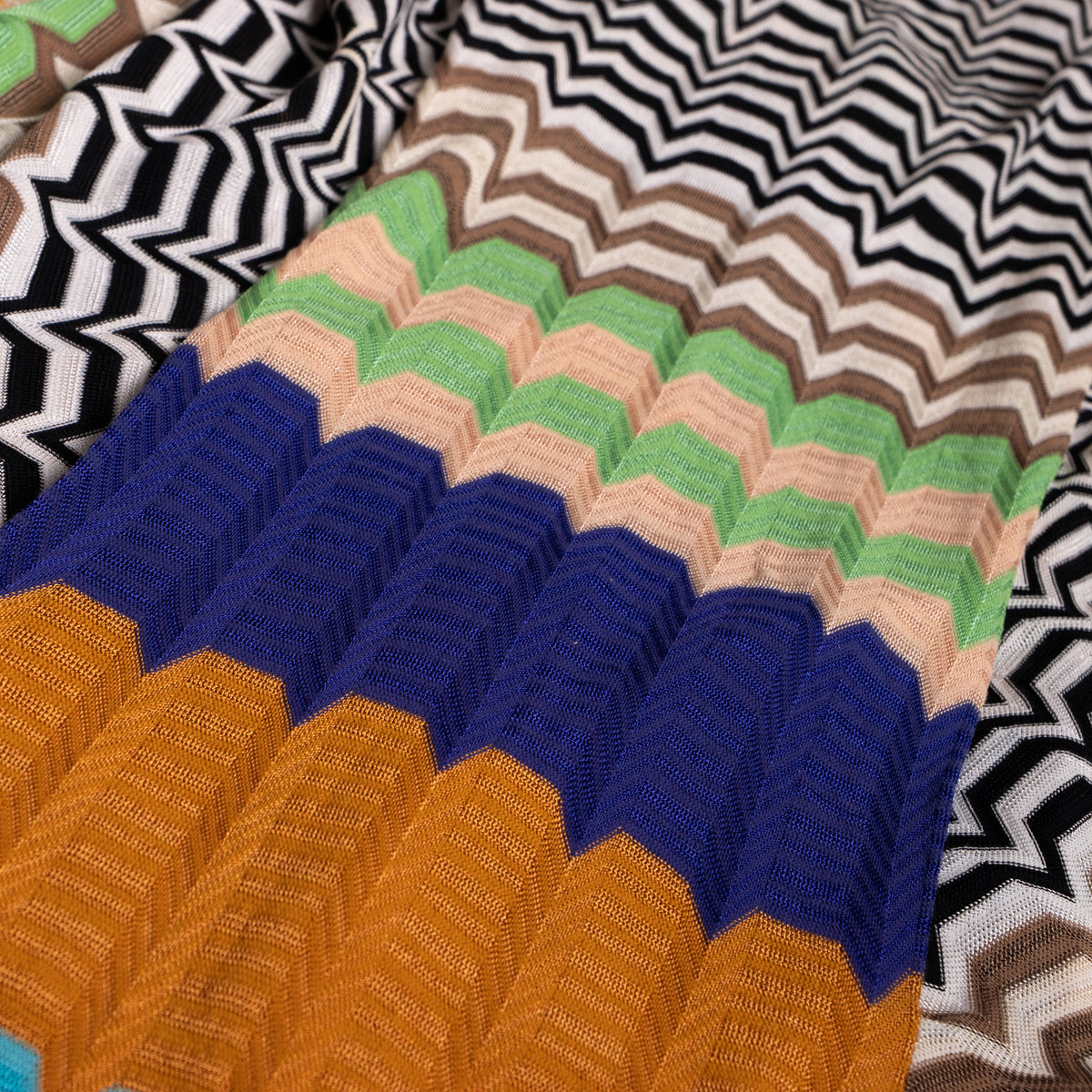 Archival Missoni Angela Missoni Era Chevron Knit Dress Color Block Optical Illusion Italian Y2K Fashion Sculpture Size M L