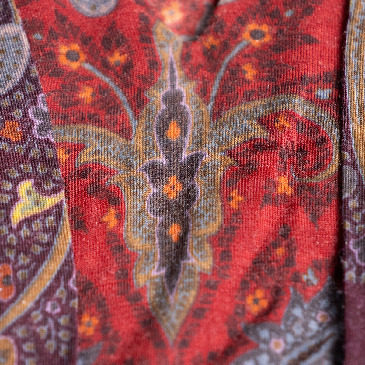Archival ETRO Milano Paisley Wool Jersey Top 90s Heritage Print Made in Italy Size IT 42 S Curated Vintage