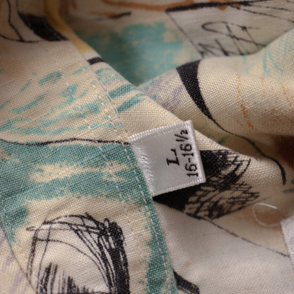 Archival Courrèges Paris Shirt 100% Linen Abstract Print 90s Modernist Avant Garde Unisex Oversized Fit L XL Museum Grade