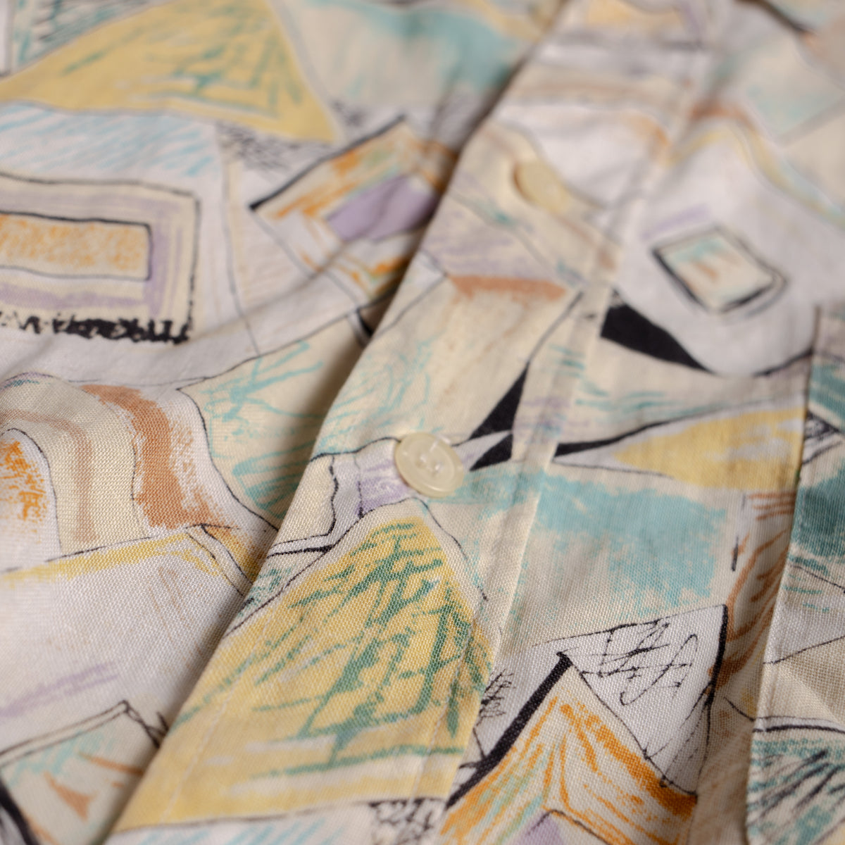 Archival Courrèges Paris Shirt 100% Linen Abstract Print 90s Modernist Avant Garde Unisex Oversized Fit L XL Museum Grade