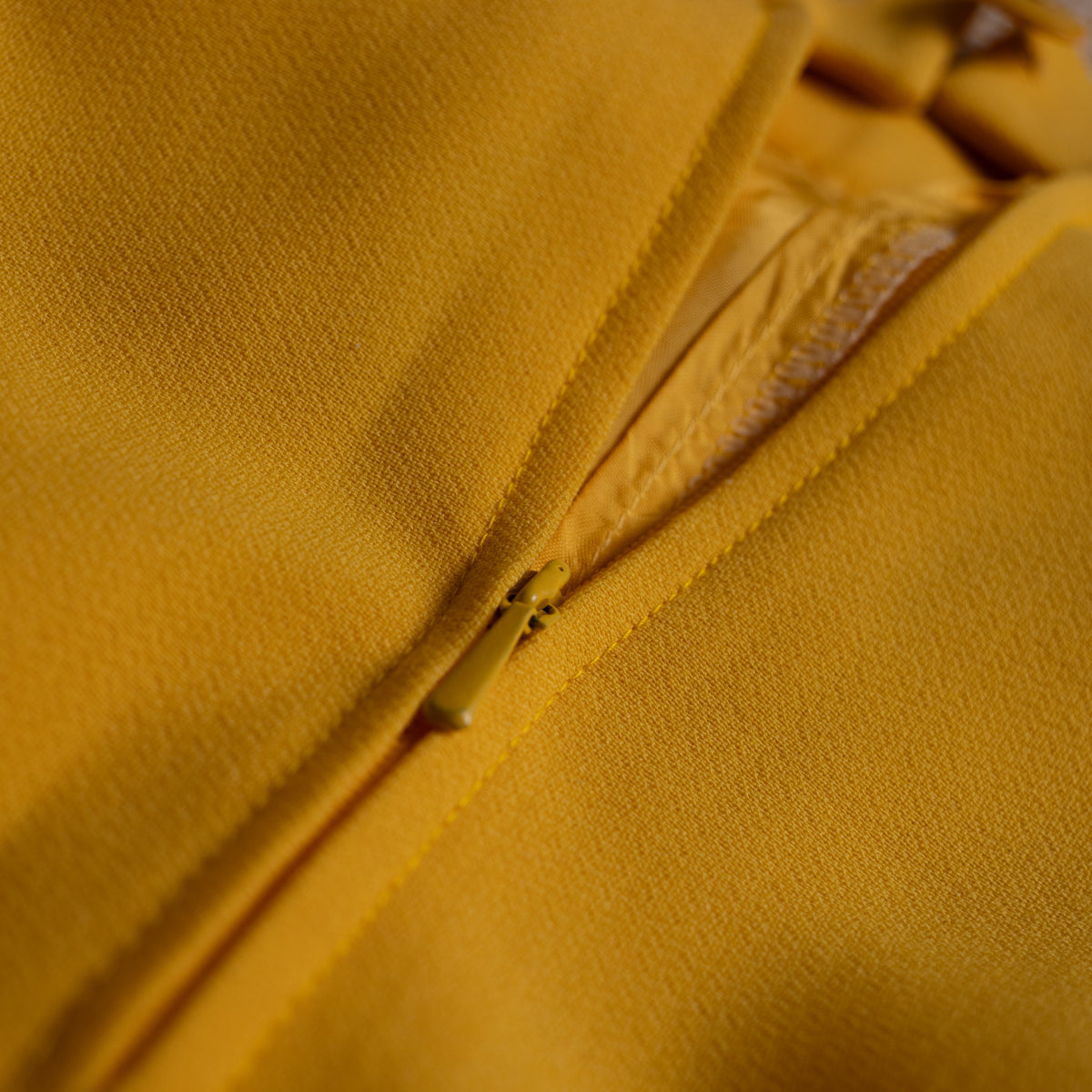 Archival Louis Feraud Paris Skirt Suit 80s Power Suit Canary Yellow Black Graphic NOS Deadstock West Germany Size XS S