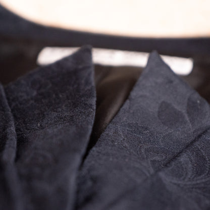 Archival Loris Azzaro Paris 80s Power Suit Two Piece Skirt Set NOS Museum Quality Black Cotton Jacquard Size L