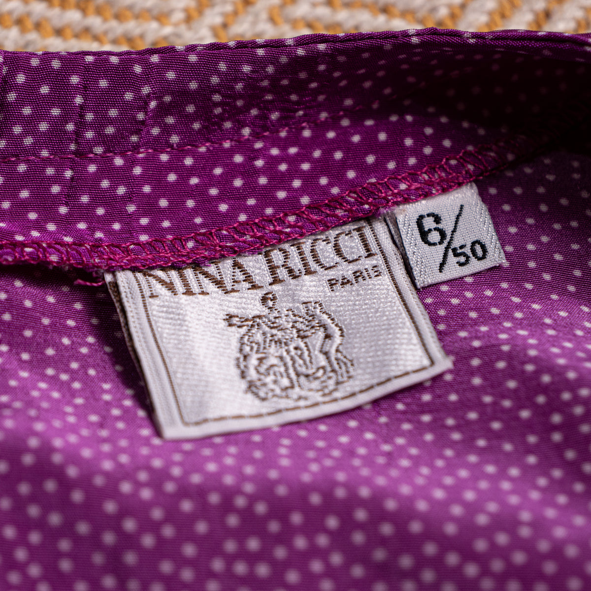 Archival Nina Ricci Reversible Front-to-Back Blouse 90s Magenta Micro Dot Two Way Wear Oversized Tunic Size M L IT 50
