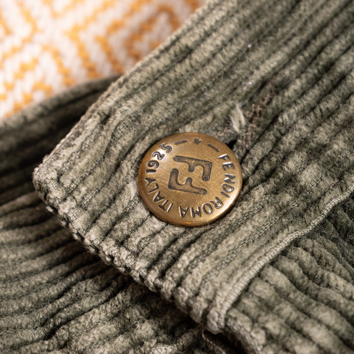 NOS Archival FENDI ROMA Olive Corduroy Trousers – Late 90s Silvia Venturini Fendi Era – Deadstock 100% Pure Cotton Rigid Wale – Size W28 29