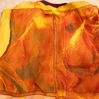 Archival Jean Paul Gaultier SS 2002 Set Maille Femme Top Soleil Trousers Watercolor Print Burgundy Pants Grails Gaultier Mesh Era XS S