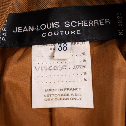 Archival Jean-Louis Scherrer Couture Hand-Numbered Viscose Canvas Vest Blazer Mini Dress — Late 1980s Paris XS S