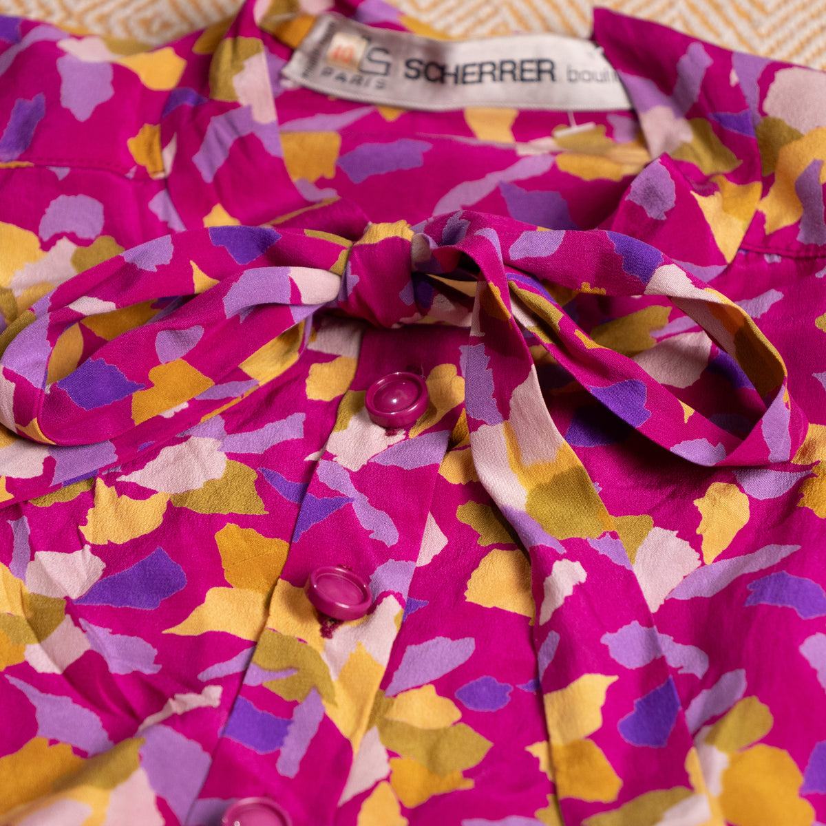 Archival Jean-Louis Scherrer Boutique Silk Crêpe de Chine Dress — NOS Deadstock late 1980s S M