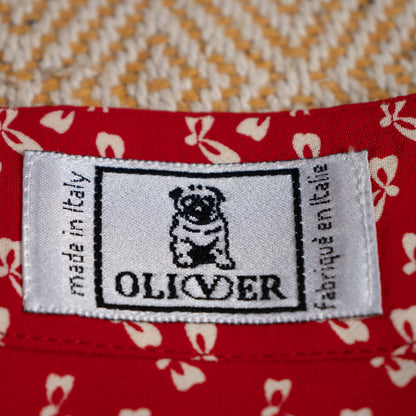 Archival Oliver by Valentino Red Bow Print Viscose Blouse — NOS Deadstock Early 1990s S XS