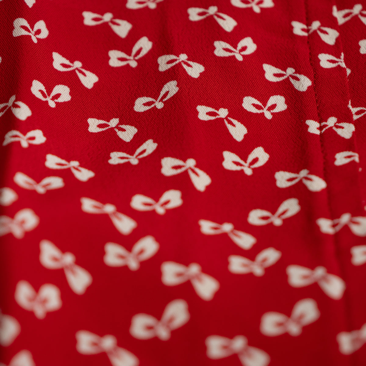 Archival Oliver by Valentino Red Bow Print Viscose Blouse — NOS Deadstock Early 1990s S XS