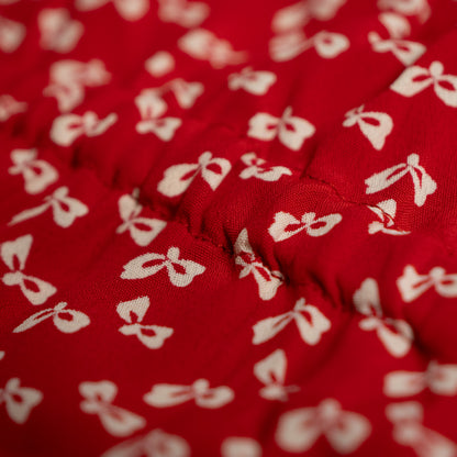 Archival Oliver by Valentino Red Bow Print Viscose Blouse — NOS Deadstock Early 1990s S XS