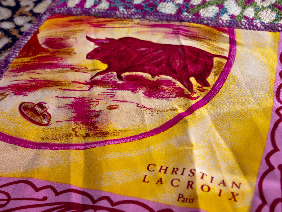 Christian Lacroix Runway Skirt Summer 1998 (E98) Archival Vintage Patchwork Silk Bull Print Sheer Knit Museum Quality High Fashion