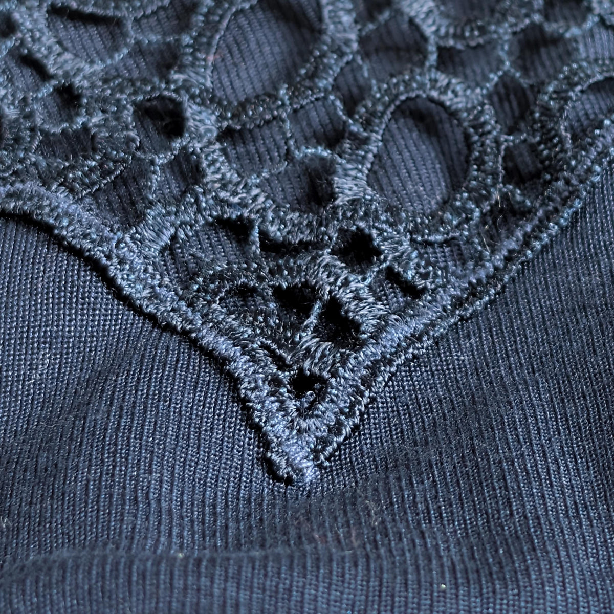 Archival La Perla Tricot Navy Blue Bodysuit 90s Italian Lingerie Embroidered Tulle NOS Deadstock Size S IT 2 Museum Grade