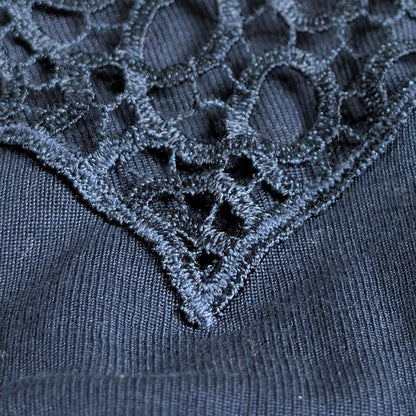 Archival La Perla Tricot Navy Blue Bodysuit 90s Italian Lingerie Embroidered Tulle NOS Deadstock Size S IT 2 Museum Grade