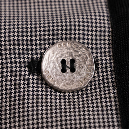 Archival Rena Lange RED Houndstooth Suit - Rare 90s Falber Italy Virgin Wool Blazer & Flared Trousers Set - Coin Buttons Piped - Size XS S