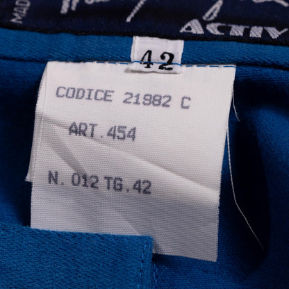 Archival Thierry Mugler Activ Cobalt Blue Cotton Skirt High Waisted Wasp Waist Pencil Skirt NOS 90s TIME Srl Italy XS S